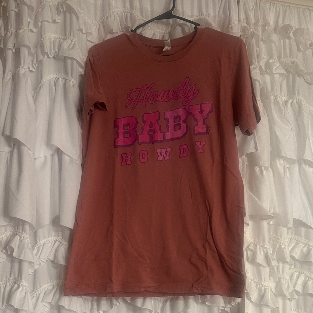 Bella Canvas Rust and Pink 'Howdy Baby' Tee